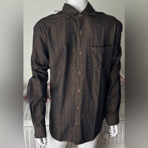 Borgo28 Shirt Casual Button Down Long Sleeves in Black/Burnt orange color Size M